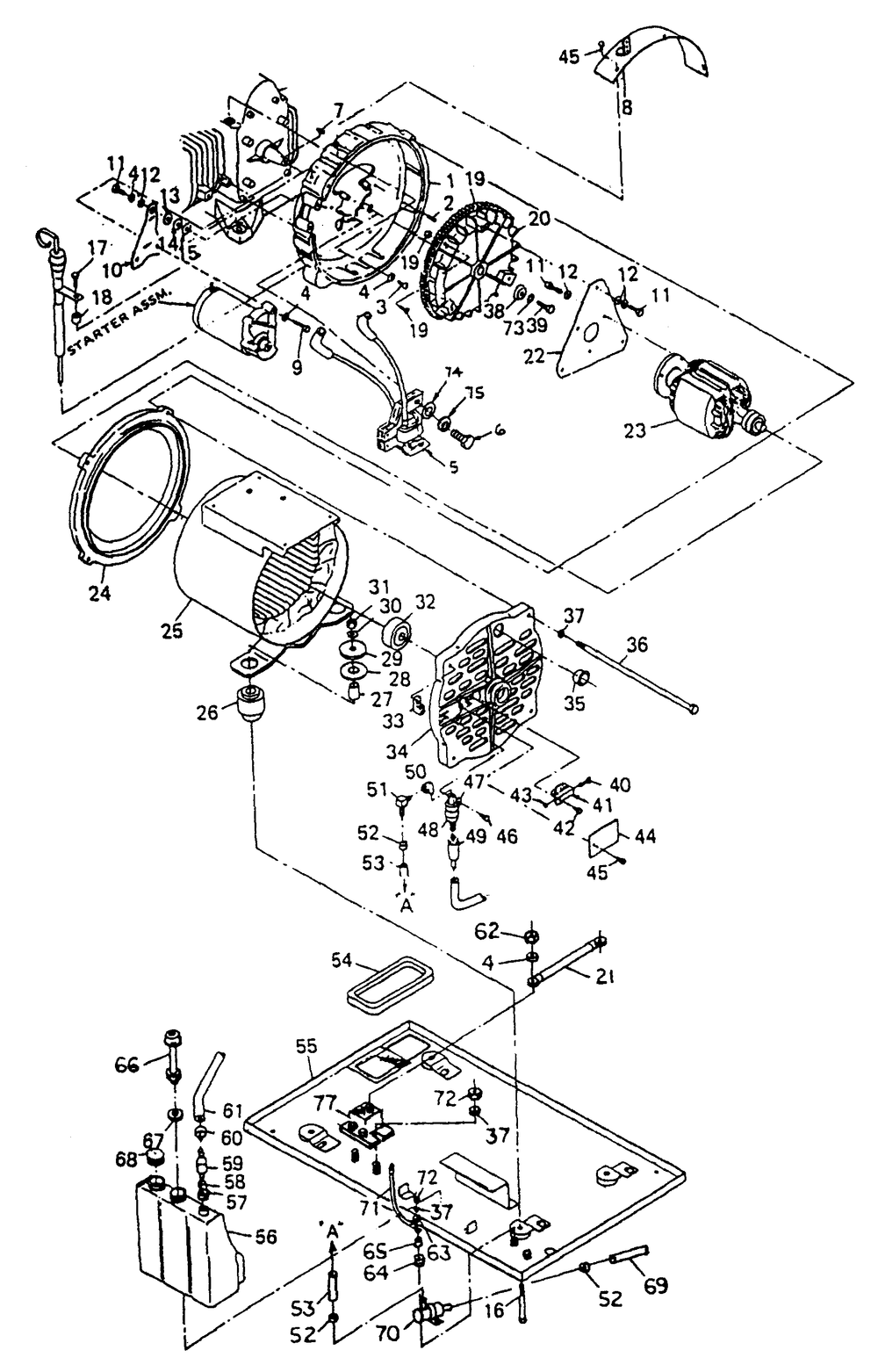 Generator And Slide Pan Diagram and Parts List for 8698-1  Generac Generator