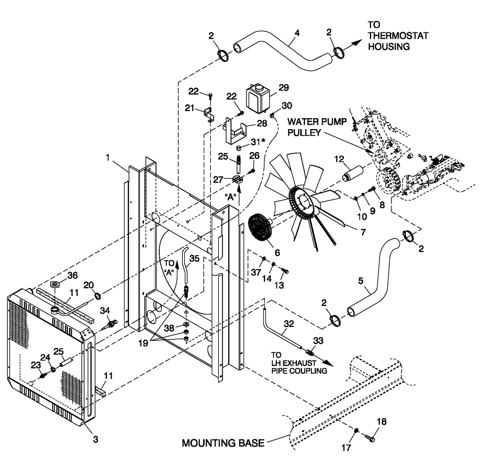 Cooling System 5.4l/6.8l O/S C3 Diagram and Parts List for QT04554AVSNA (4413178 - 4808303)(2007) Generac Generator