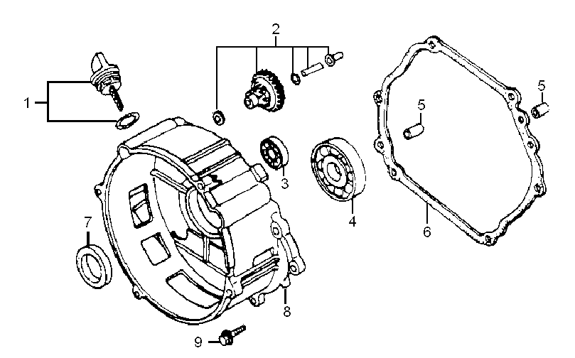 Crankcase Cover 2 Diagram and Parts List for 0064270 (7654565A)(2012) Generac Generator