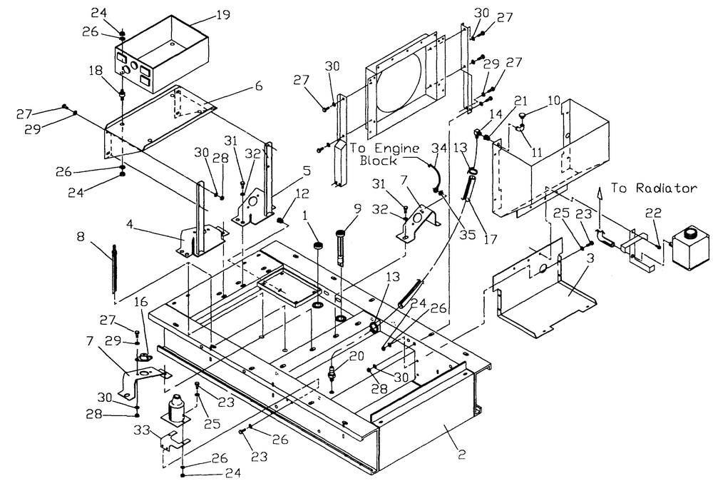 25 Gallon Base Diagram and Parts List for 0965-0 Gr8 Generac Generator