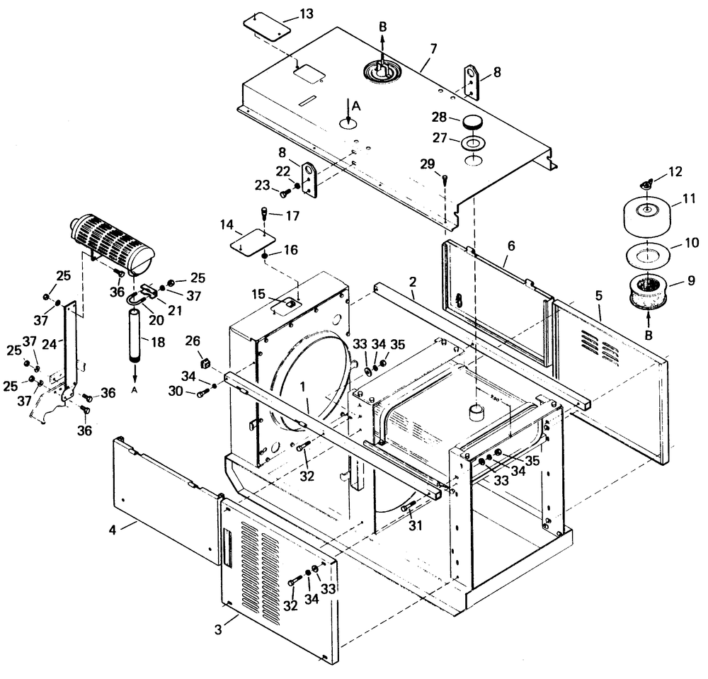 Compartment Exterior Parts Diagram and Parts List for 6962-4  Generac Welder