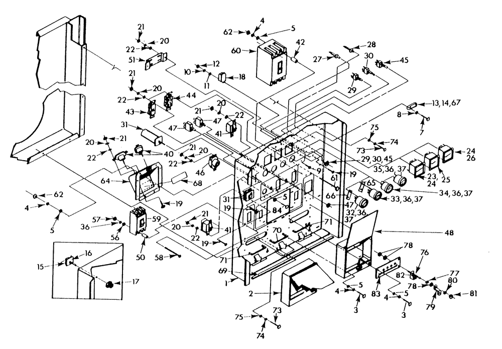Front Of Control Panel Diagram and Parts List for 9575-2  Generac Generator