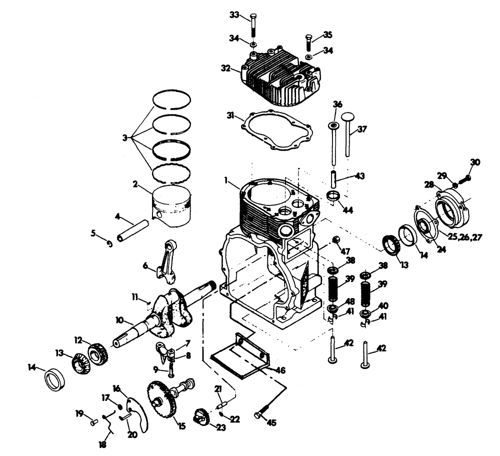 Engine Assembly Diagram and Parts List for 6318-1  Generac Generator