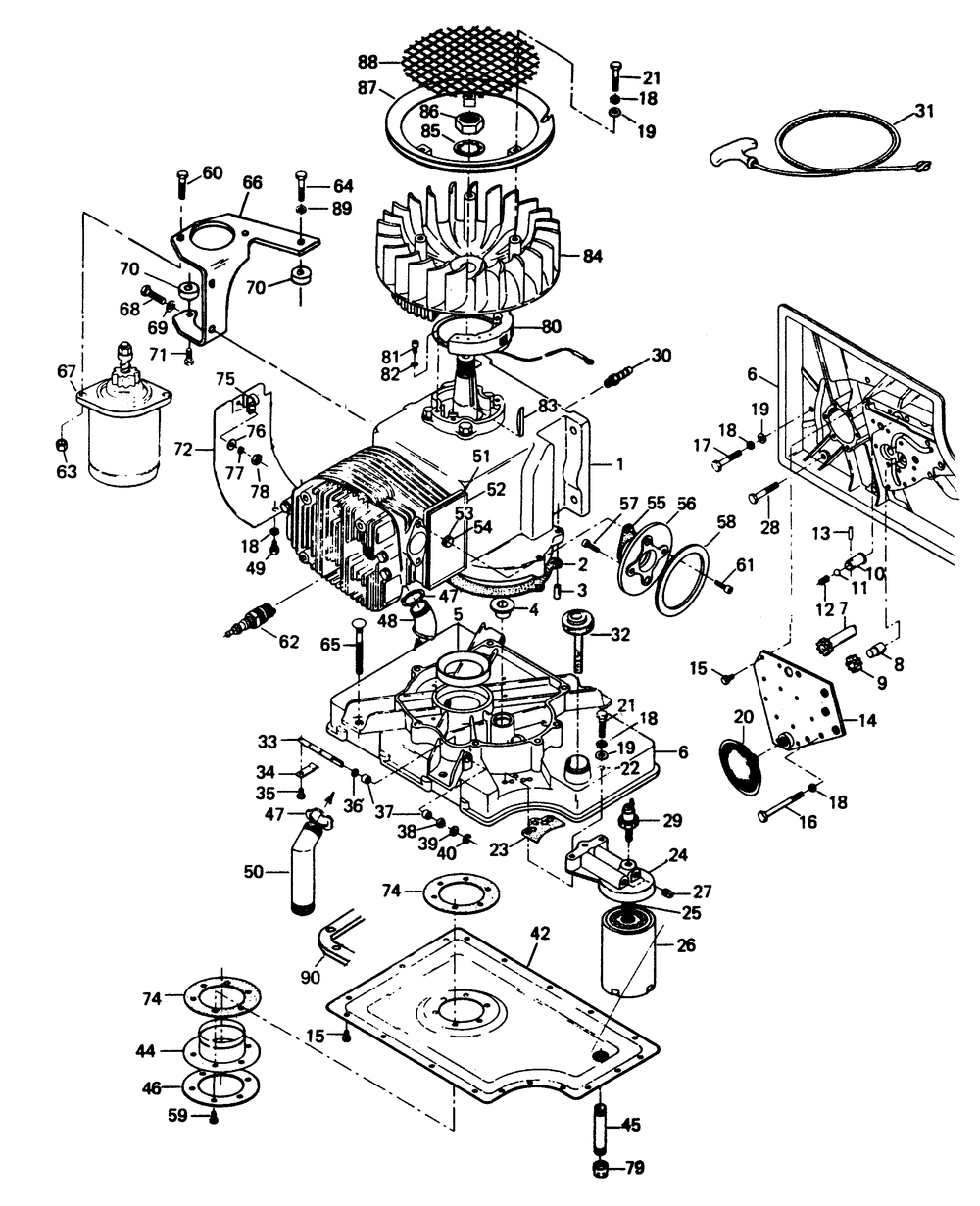 Engine Parts Diagram and Parts List for 6318-1  Generac Generator