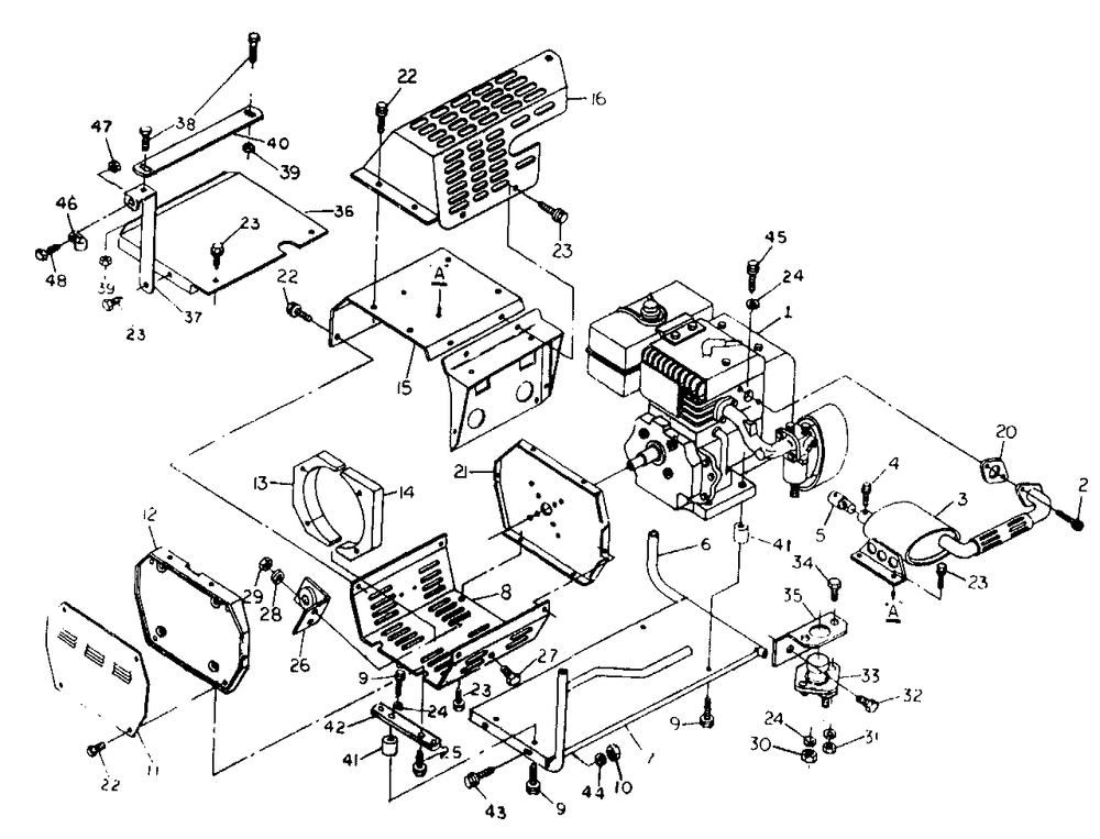 Sheet Metal Manual Start Units No. 65127 Diagram and Parts List for G4050 (8751-1)(8751-1) Generac Generator
