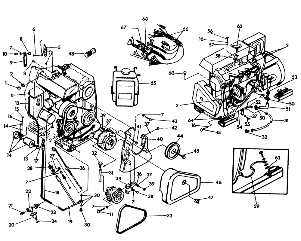 Engine Common Parts Diagram and Parts List for 9679-0  Generac Generator