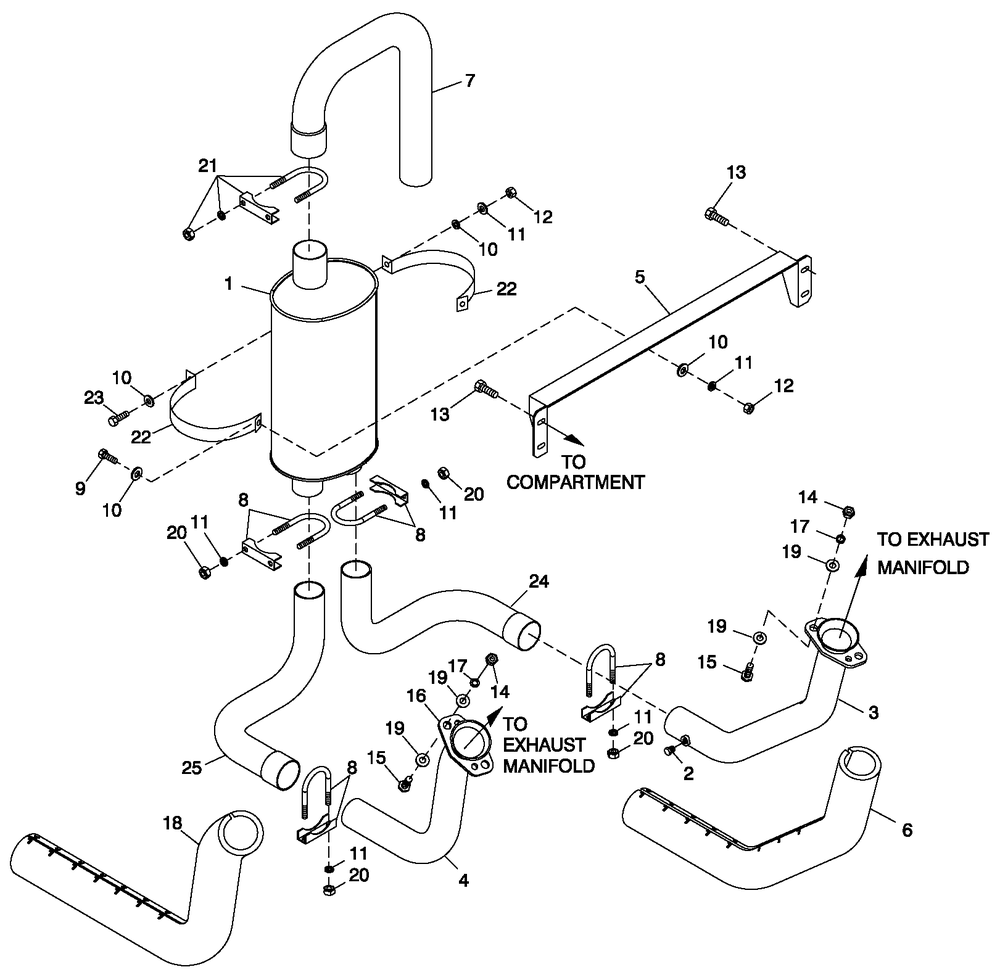 Ev Exh System 3.9l G8 Hsb Diagram and Parts List for 0051001 (1705V02780 - 3305V03353)(2005) Generac Generator