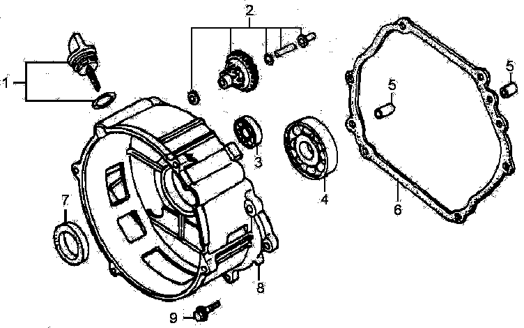 Crankcase Cover 1 Diagram and Parts List for 0064260 (7654562A - 7654563A)(2012) Generac Generator