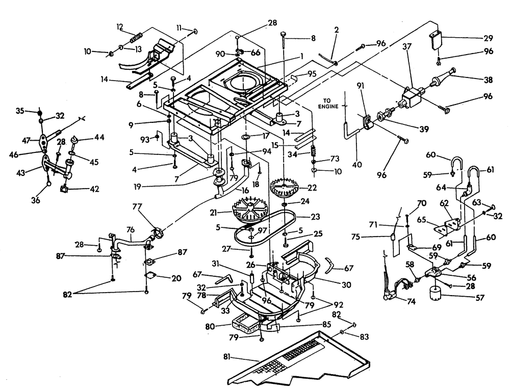 Base And Pulleys Diagram and Parts List for 9734-0  Generac Generator