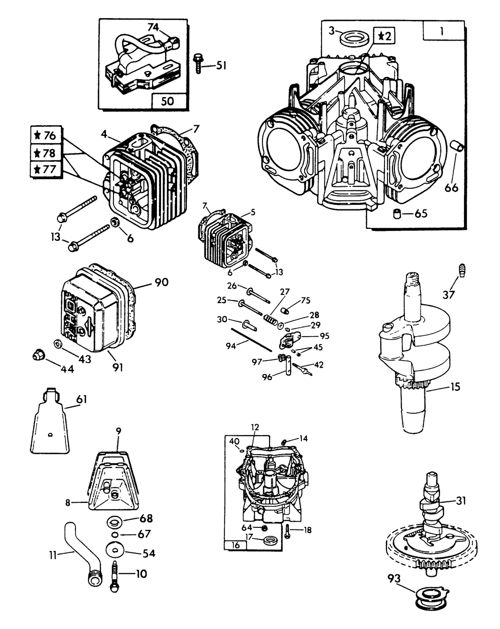 Engine Parts 1 Diagram and Parts List for 9007-7  Generac Generator