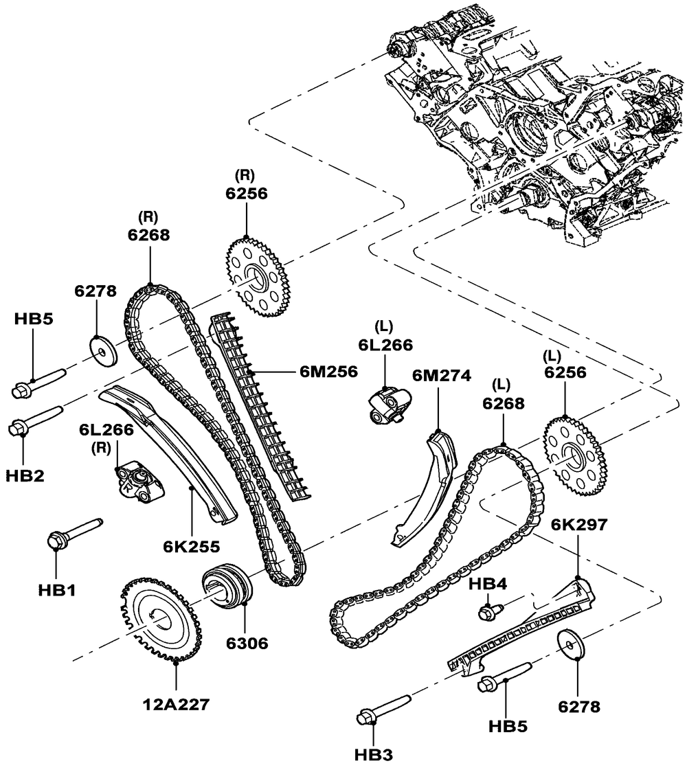 5.4l Gas Engine Timing Gears Diagram and Parts List for QT08054ANSNA (5981037 - 5981038)(2010) Generac Generator