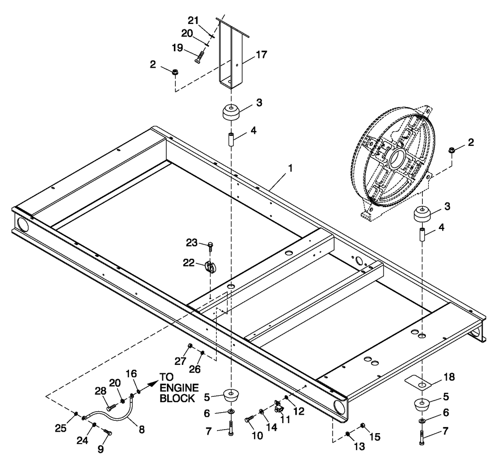 Mounting Base Diagram and Parts List for 0052220 (4342931 - 5326657)(2014) Generac Generator