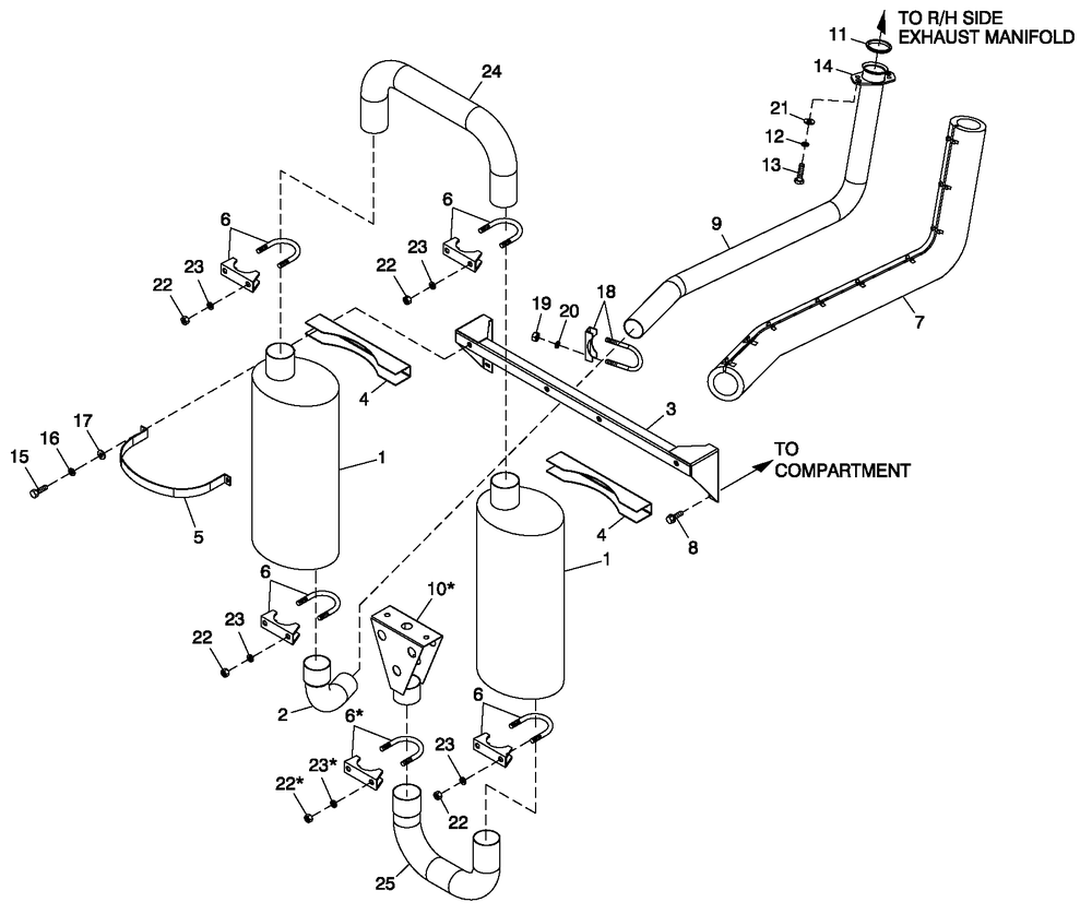 Muffler Exhaust Diagram and Parts List for ET04524ANSN (5632859 - 5781974)(2010) Generac Generator