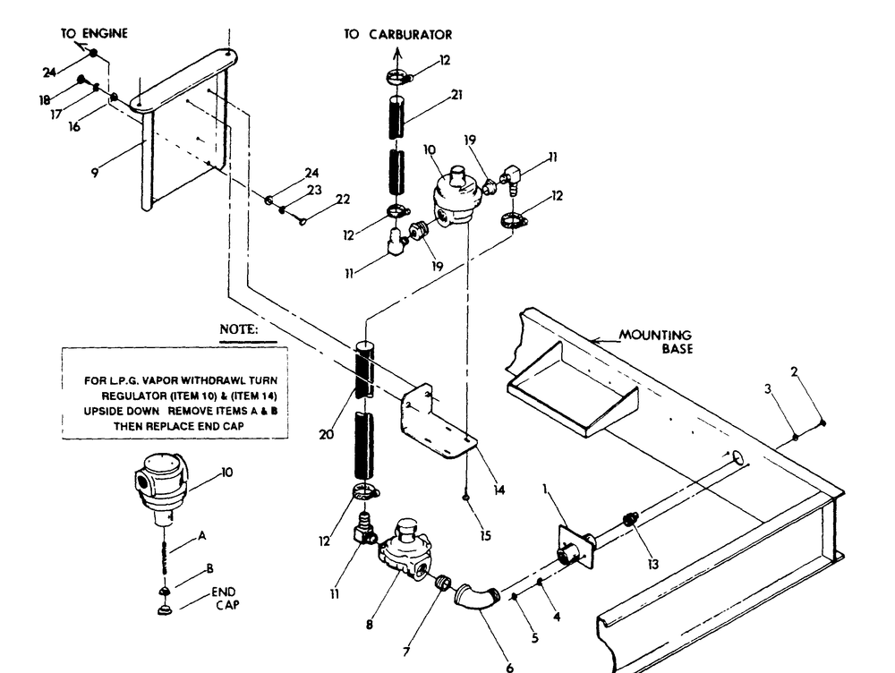 Natural Gas Regulator Or Lp Gas Vapor Withdrawal System Diagram and Parts List for 9303-0  Generac Generator