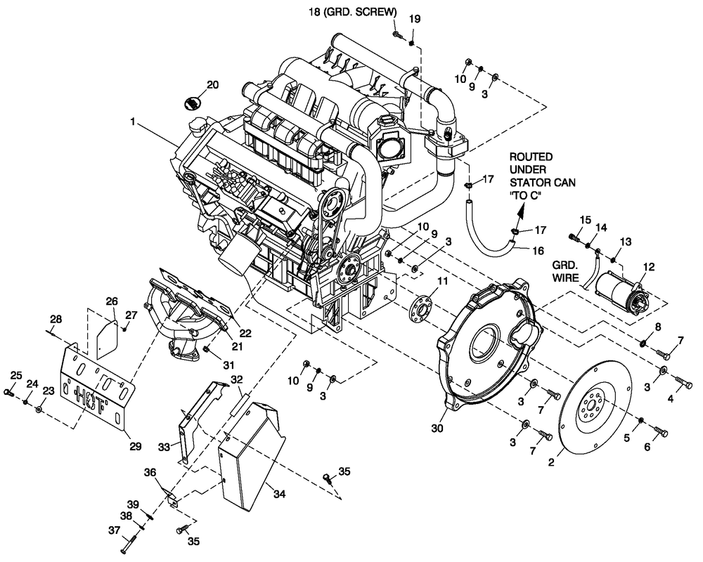 Engine Common Parts 3.0l G3 L/H Side Diagram and Parts List for BT06030ANSN (3808V29819 - 4308V30688)(2008) Generac Generator