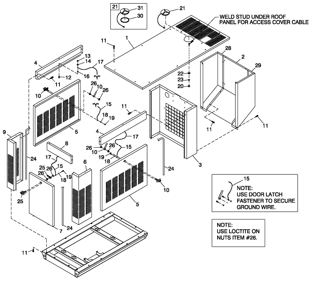 Ev Encl Std 15kw Diagram and Parts List for 0050980 (0605V01554 - 1005V02703)(2005) Generac Generator