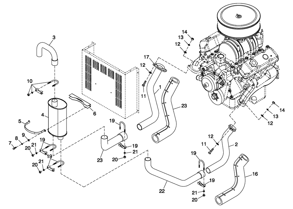 Muffler 3.9l 40kw Cpl Exhaust C2 Diagram and Parts List for 0052230 (4332300 - 4332311)(2005) Generac Generator