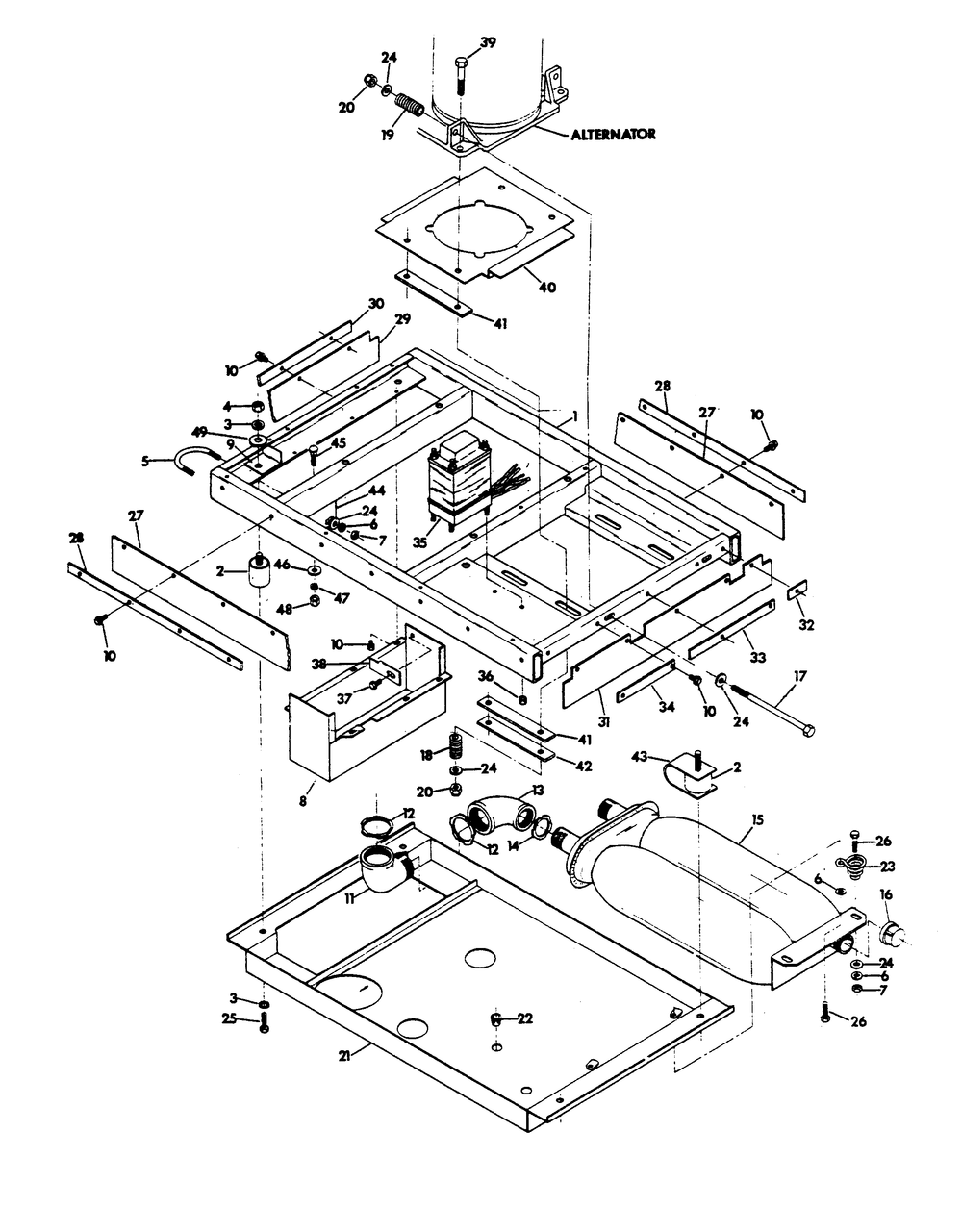 Mounting Base Diagram and Parts List for 6245-0  Generac Generator