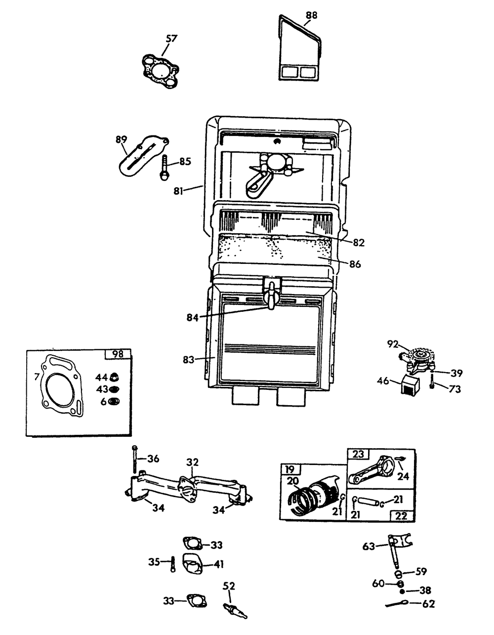 Engine Common Parts 1 Diagram and Parts List for 9734-0  Generac Generator