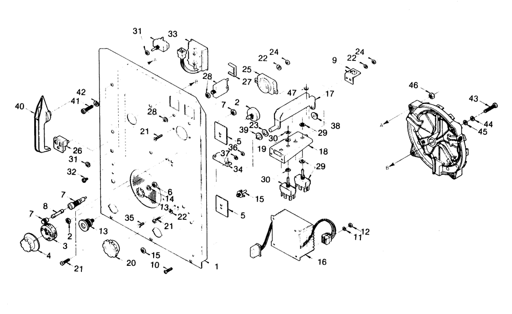 Control Panel Diagram and Parts List for 1005-A  Generac Welder