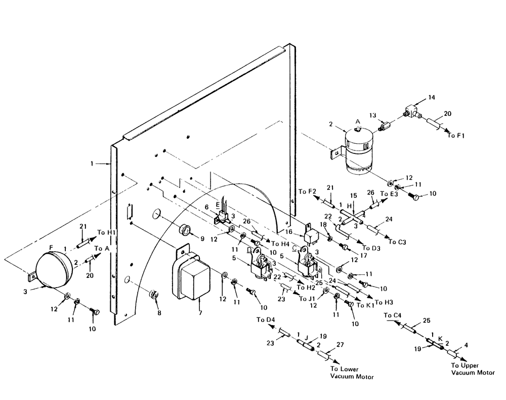 Divider Panel Top Diagram and Parts List for 6973-1  Generac Welder