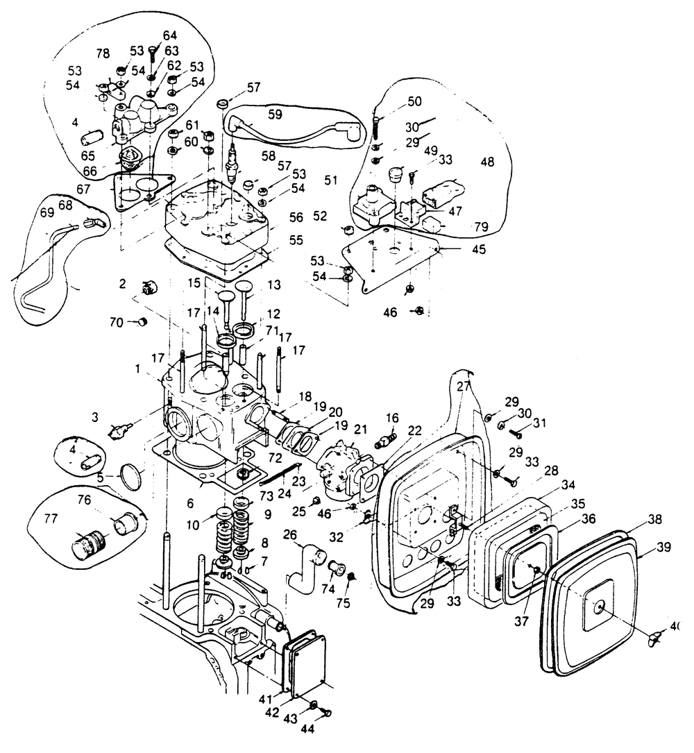 Engine Cylinder Housing Diagram and Parts List for 1006-B  Generac Welder