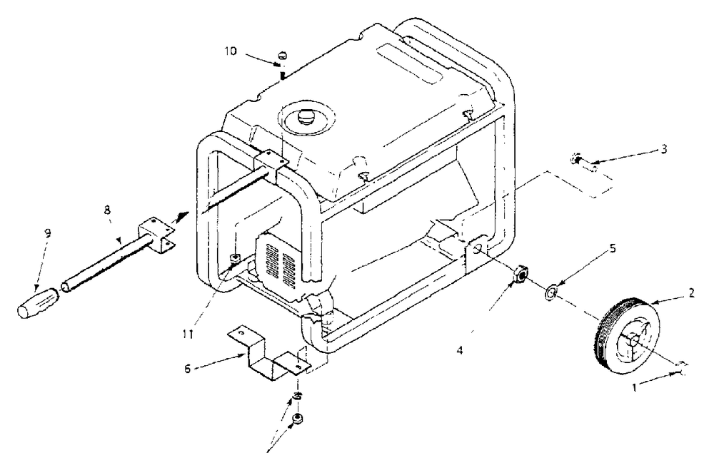 Wheel Kit Replacement Parts (10/95) Diagram and Parts List for 3W741B (9580-1)(9580-1) Generac Generator