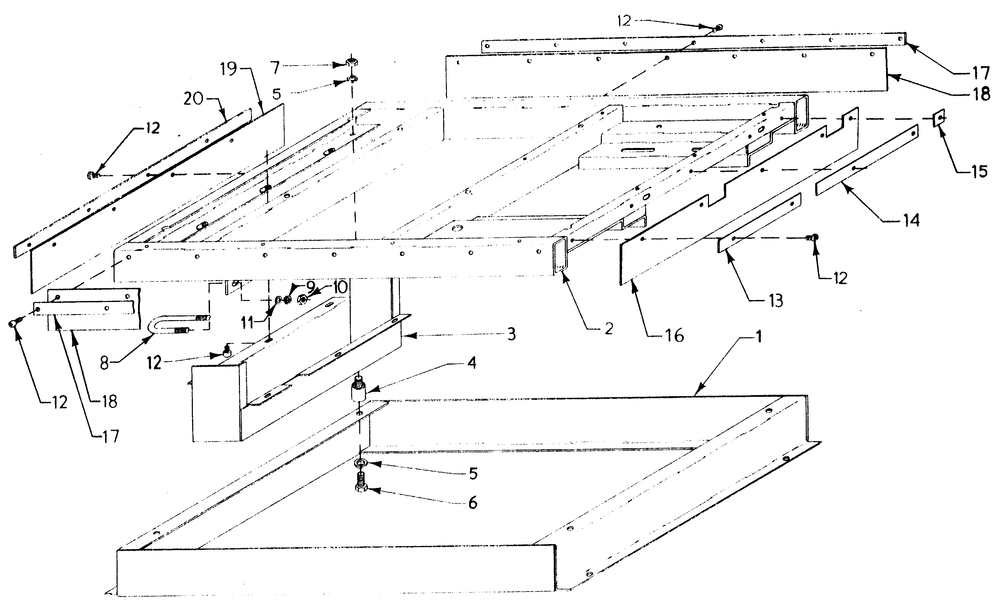 Mounting Base Diagram and Parts List for 6214-0  Generac Generator