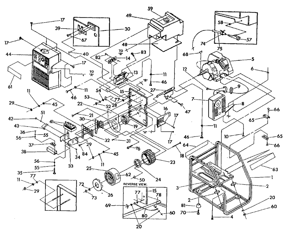 Generator Diagram and Parts List for 3500CCG (9412-0)(9412-0) Generac Generator