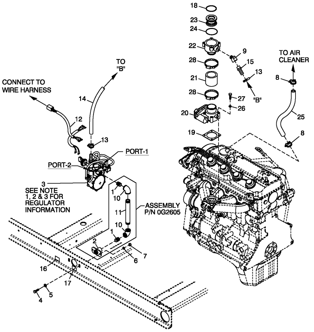 Fuel System Emissions Diagram and Parts List for 0053390 (4508925 - 4668302)(2006) Generac Generator