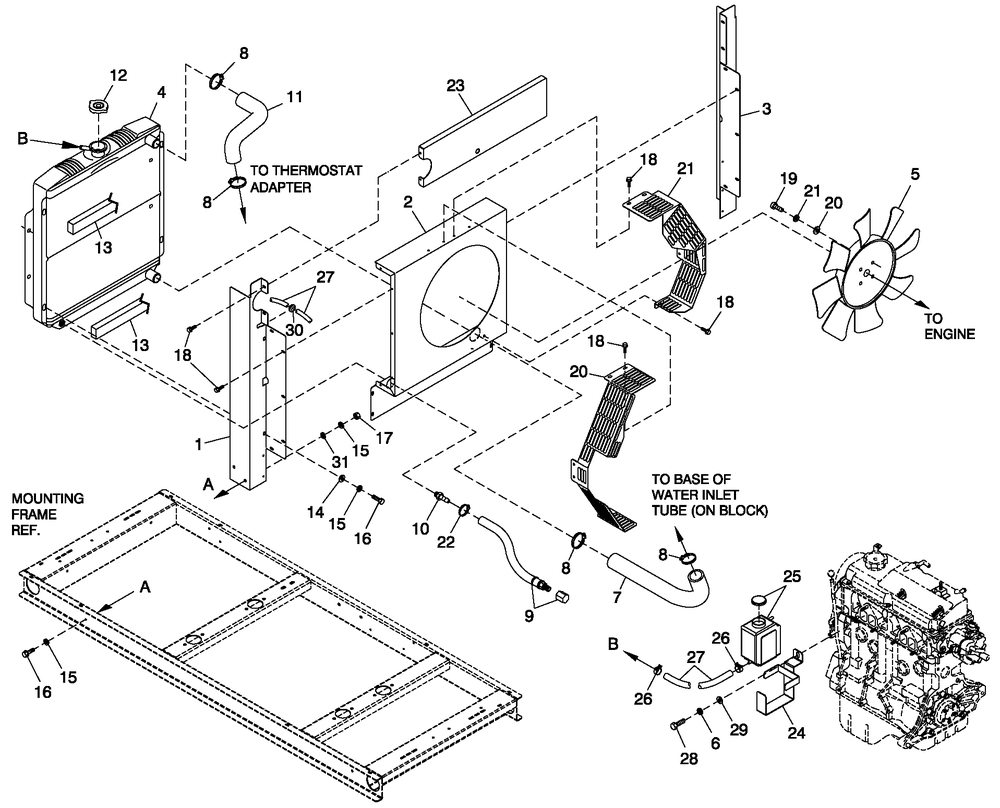 Cooling System 1.5l C1 Diagram and Parts List for QT02015ANAN (4299342 - 4407867)(2006) Generac Generator