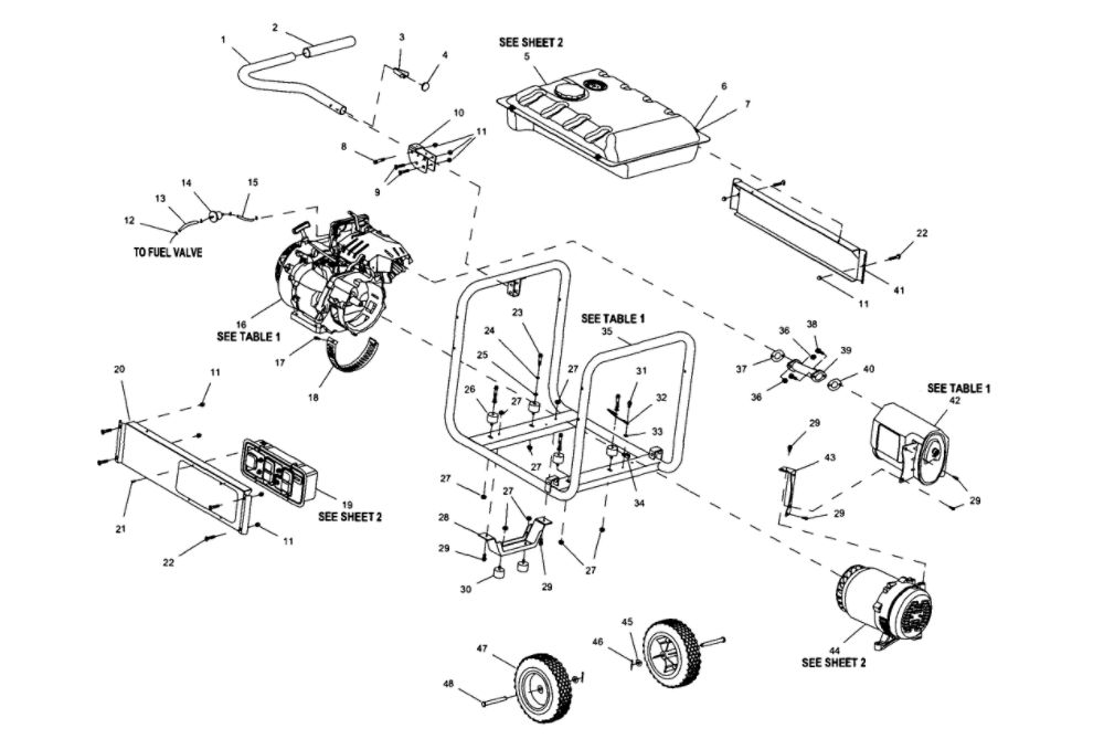 Main Assembly Diagram and Parts List for 005939-0  Generac Generator