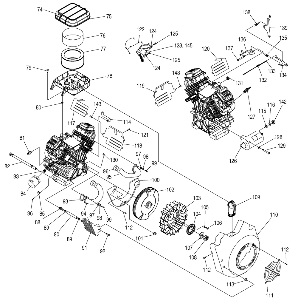 Engine 4 Diagram and Parts List for 0047602 (4122034 - 5464712)(2014) Generac Generator