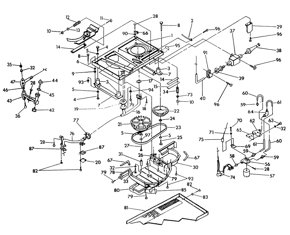Base And Pulleys Diagram and Parts List for 9734-1  Generac Generator