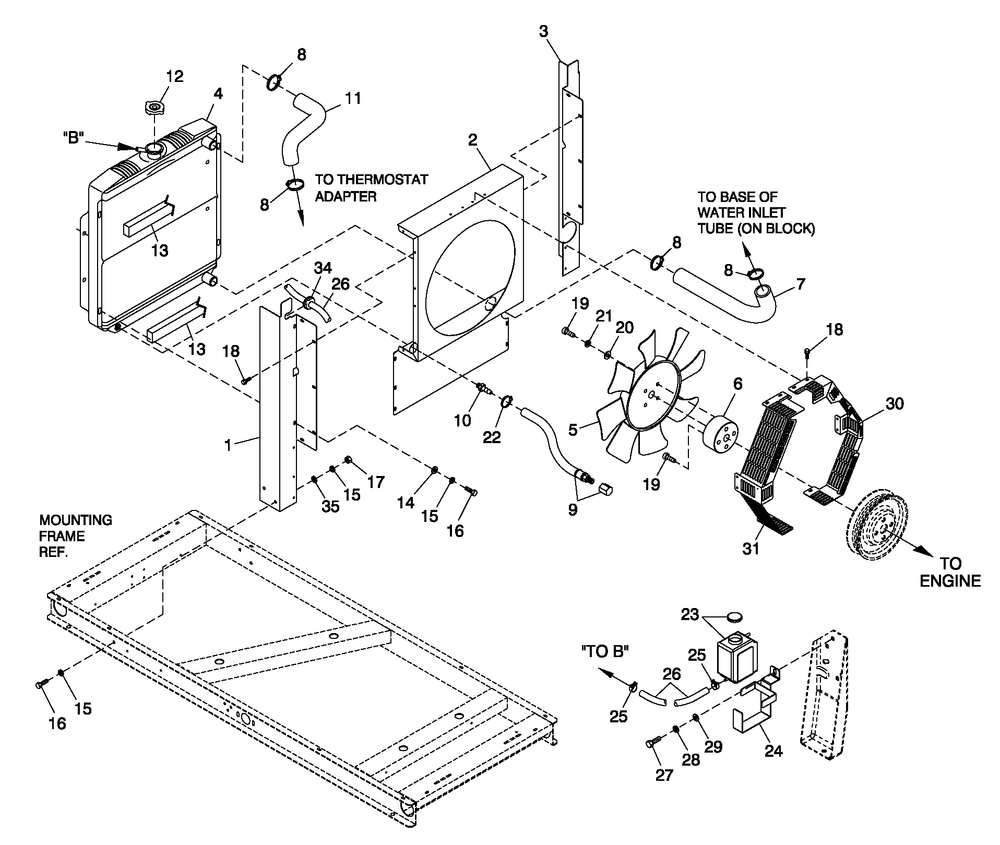 Cooling System 2.5l C1 Diagram and Parts List for 0052170 (0406V10340)(2006) Generac Generator