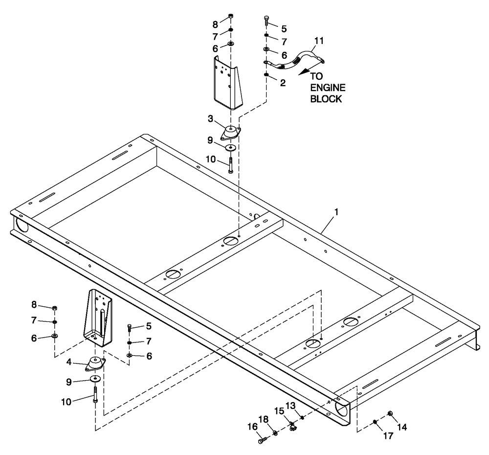 Mounting Base Diagram and Parts List for 0052110 (4281087 - 4303052)(2005) Generac Generator