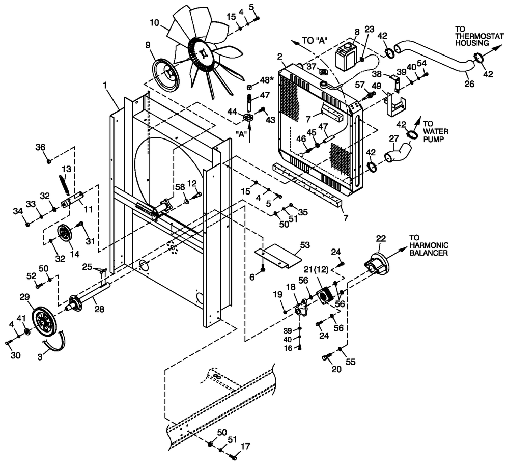Ev Cool Sys&fan Drive 4.6l Rwd Diagram and Parts List for QT08046AVAN (4474879 - 4789408)(2007) Generac Generator