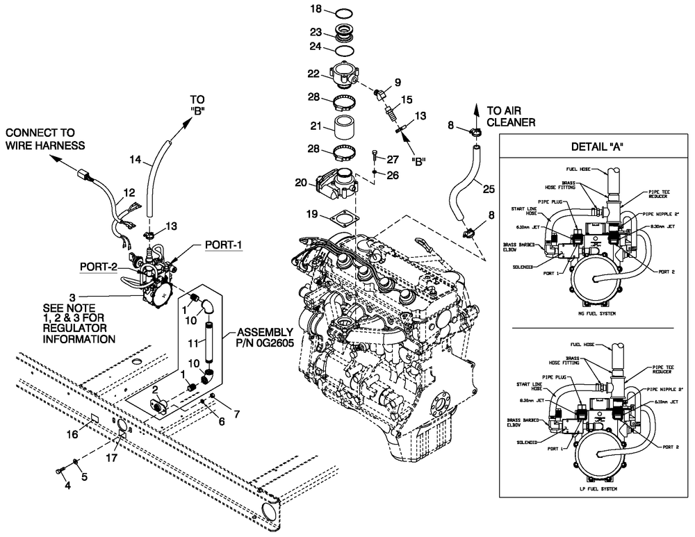 Fuel System Emissions Diagram and Parts List for QT04524ANSY (5649706 - 5876247)(2010) Generac Generator