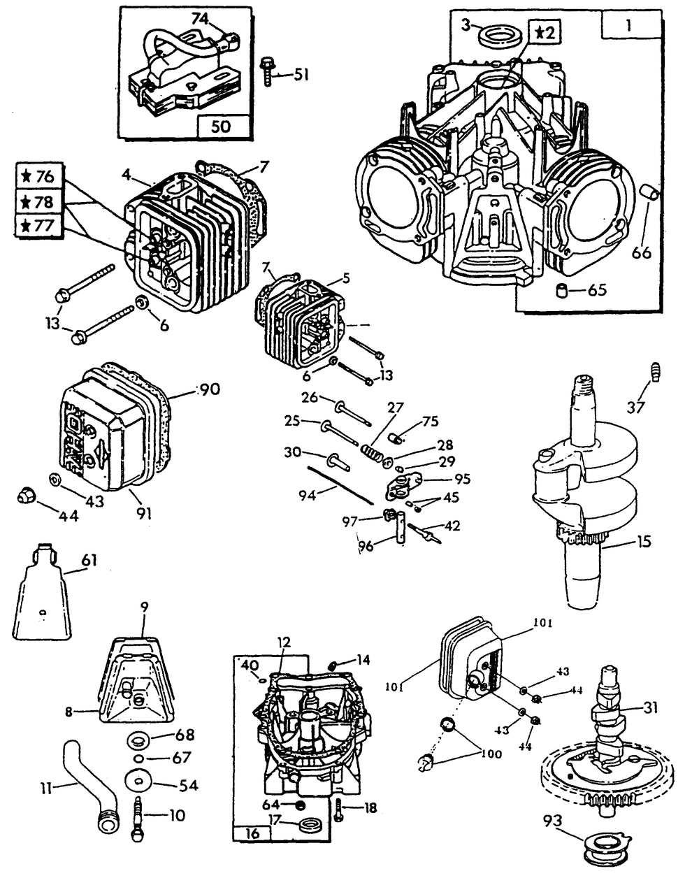 Engine Common Parts 2 Diagram and Parts List for 9734-0  Generac Generator