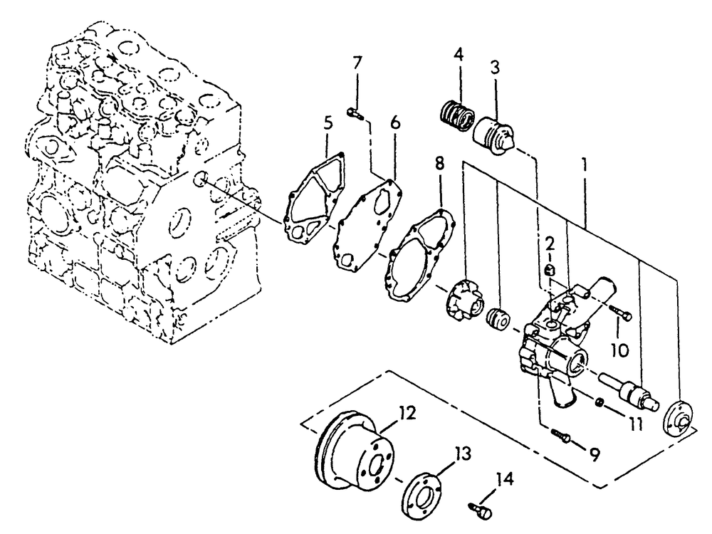Water Pump Diagram and Parts List for 9025-0  Generac Generator