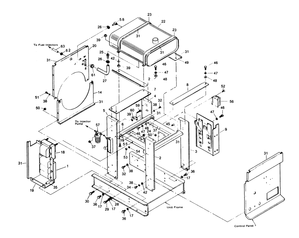 Compartment Diagram and Parts List for 1013-A  Generac Welder