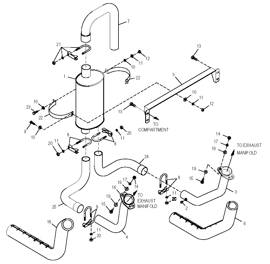 Muffler Diagram and Parts List for 0050121 (4102888 - 4367699)(2007) Generac Generator