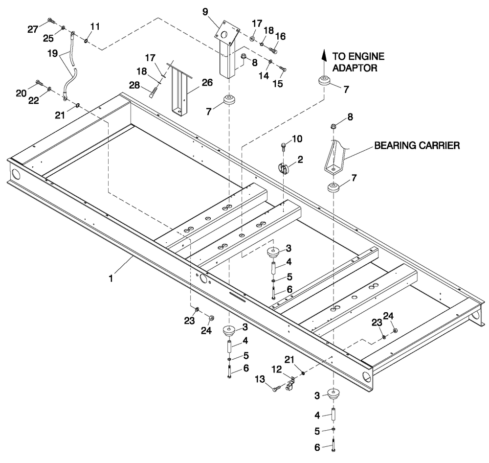 Mounting Base 6.8l 150kw Diagram and Parts List for QT15068ANANA (5003792)(2008) Generac Generator
