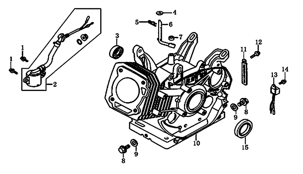 Crankcase Diagram and Parts List for 0060361 (7513143A - 7514582A)(2012) Generac Generator