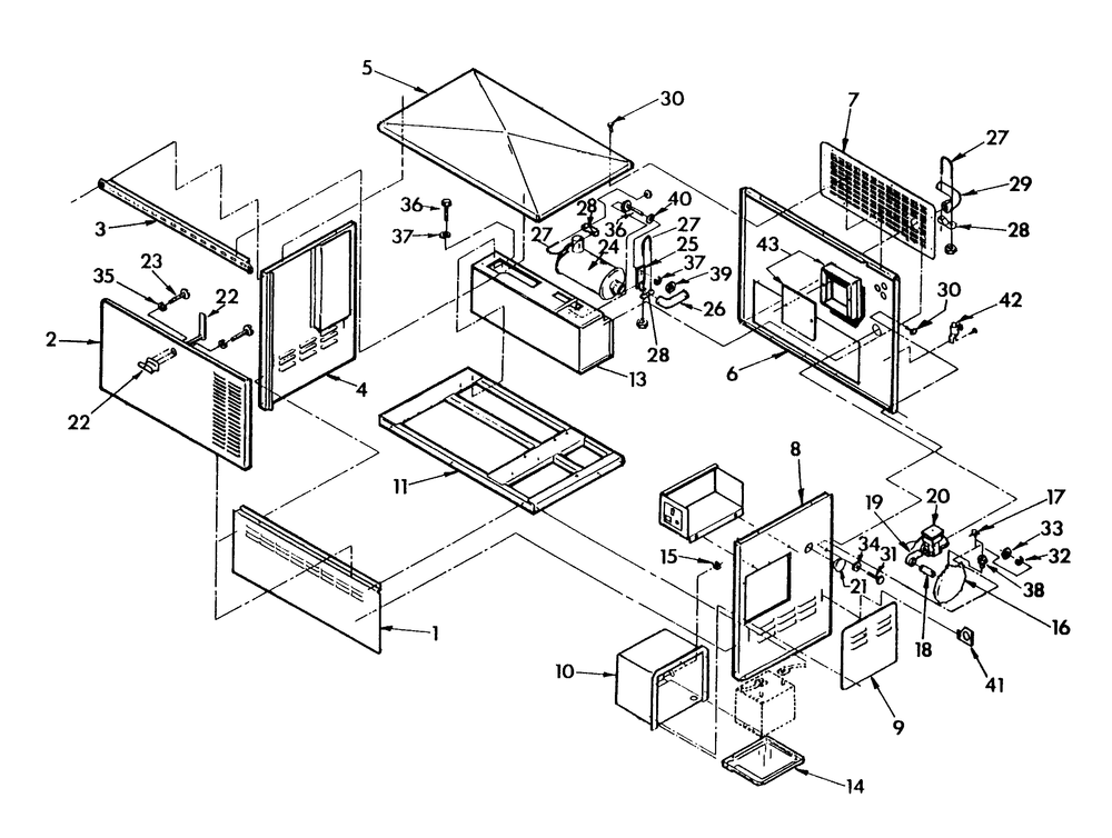 Enclosure Diagram and Parts List for 9067-9  Generac Generator