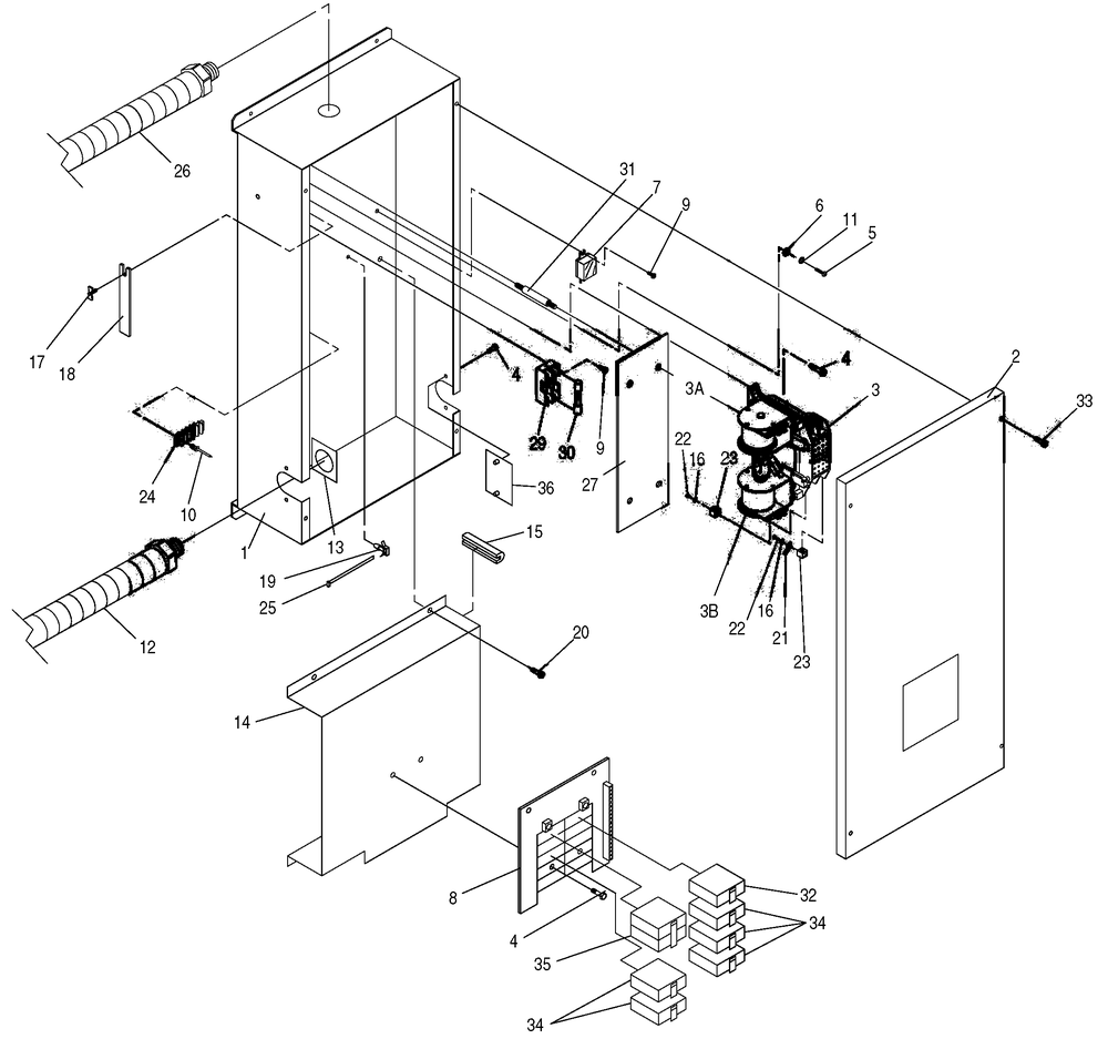 Load Center Assembly Diagram and Parts List for 0046792 (3836583 - 3836707)(2004) Generac Generator