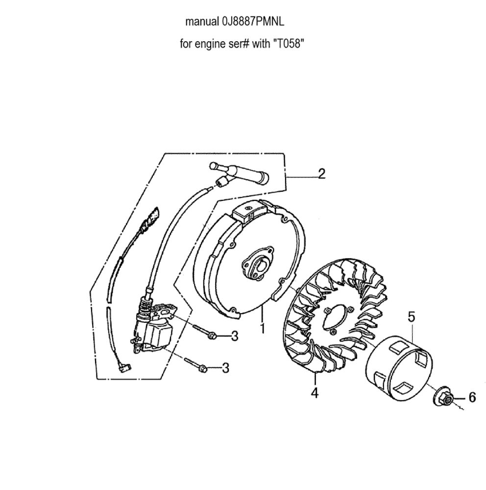 Flywheel Diagram and Parts List for 006022-0  Generac Pressure Washer