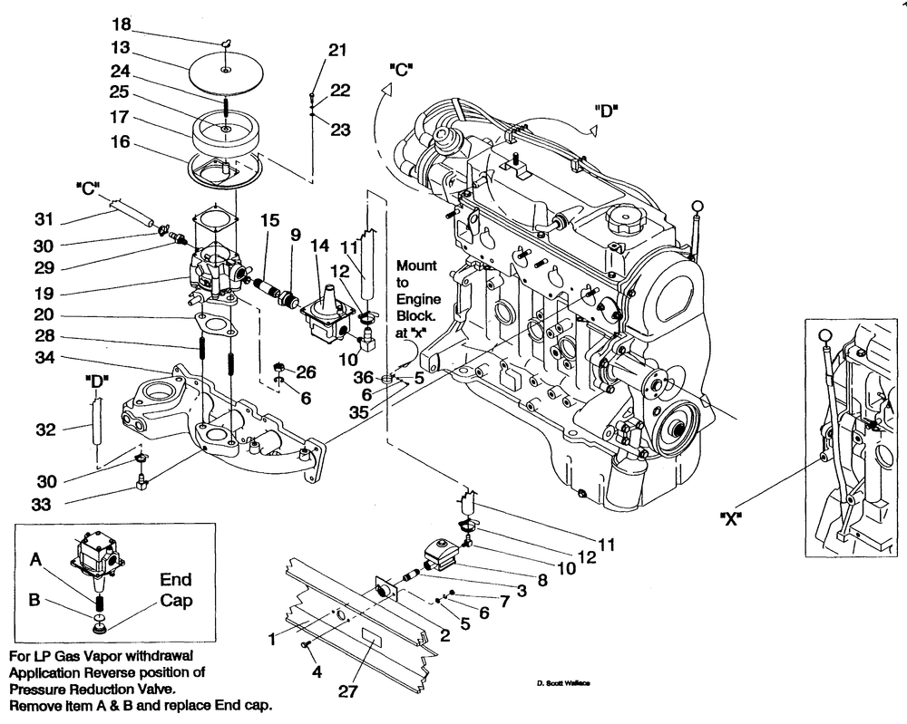 Natural Gas Carburetor Diagram and Parts List for 0991-EPS  Generac Generator