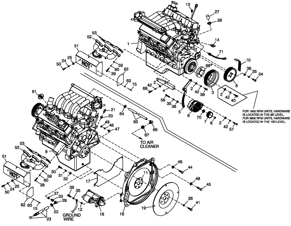 Ev Engine Common Parts 3.0l Cpl Diagram and Parts List for 0052200 (4250251 - 4278341)(2005) Generac Generator