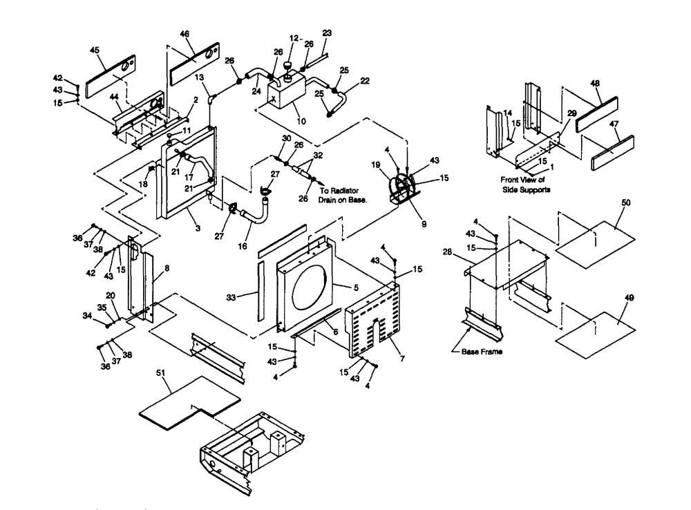 Radiator Assembly Diagram and Parts List for 4360-1  Generac Generator